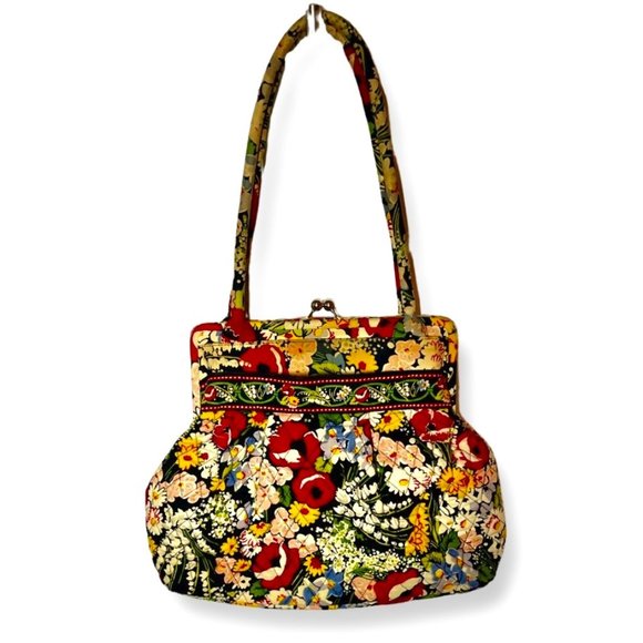 Vera Bradley Handbags - Vera Bradley Poppy Fields Alice Kiss Lock Satchel Shoulder Bag